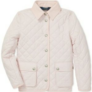 Light pink diamond quilted jacket.